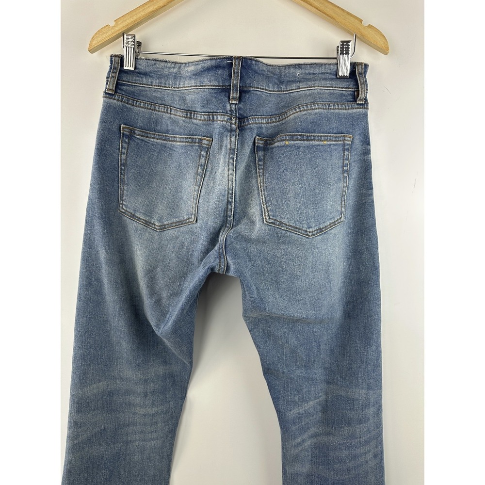 Pilcro Anthropologie Blue Denim Jeans Embellished Cuff Boho Festival Straight 28 - Picture 15 of 16